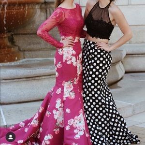 Black Polka-Dotted Prom Dress